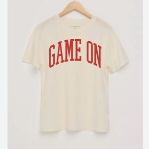 Z Supply "Game On" Boyfriend Tee Shirt in Light Yellow/Butter NWT Size XS